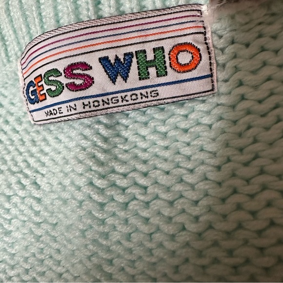 Vintage 80s Gess Who Cable Knit Sweater Vest Light Blue - Picture 2 of 6